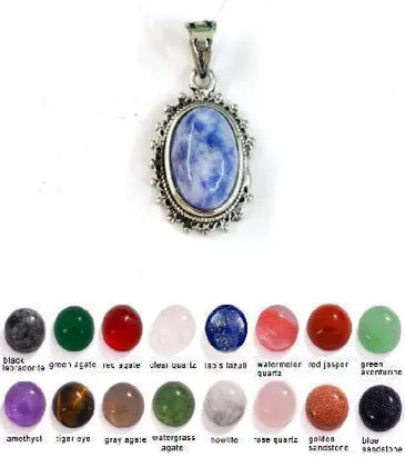 Handmade Natural Stone Gemstone Pendant with Copper & Silver, Stone Size 10*14mm, No. 100 ABC Rugs Kilims